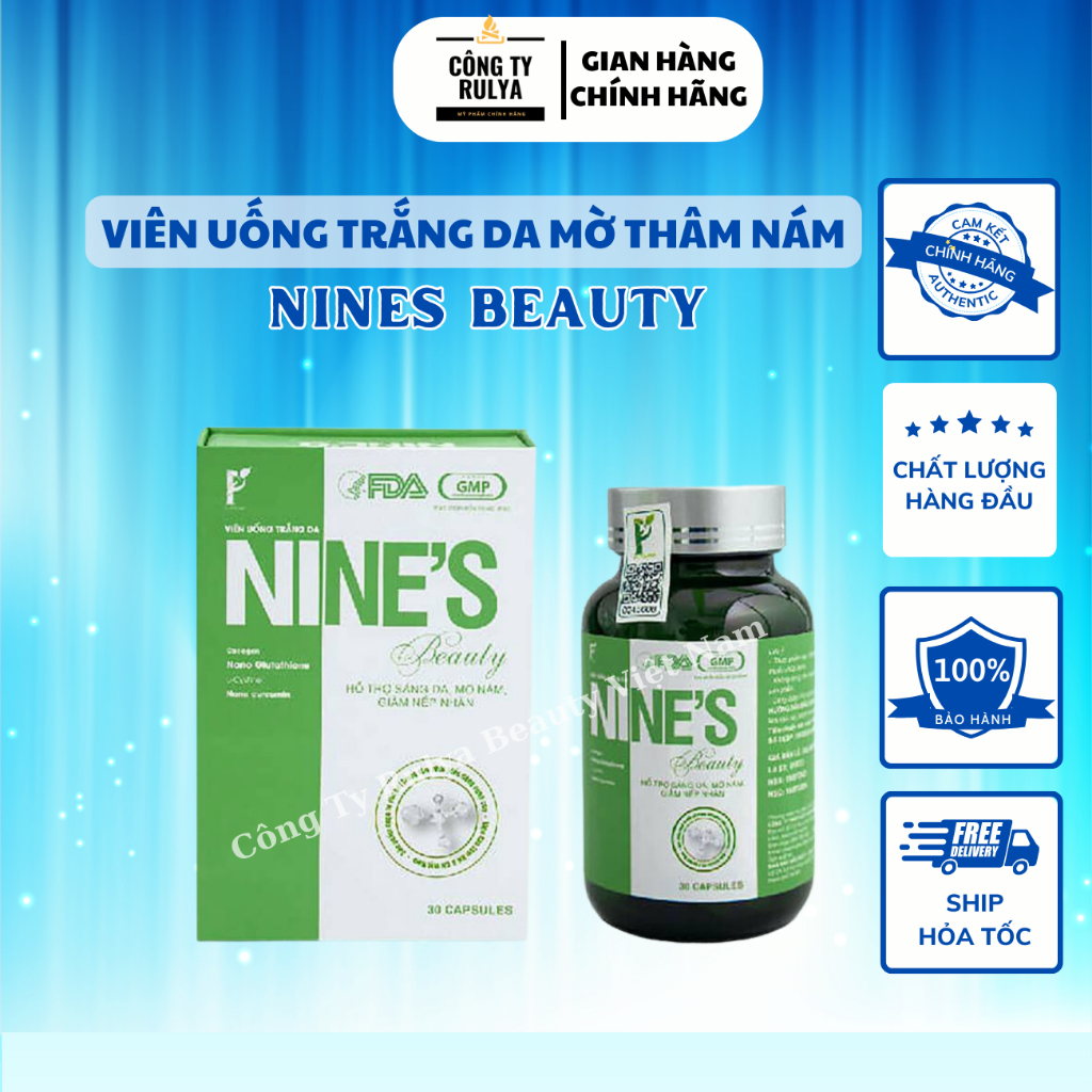 [CHÍNH HÃNG] Viên Uống Trắng Da Mờ Nám Nines Beauty 9 Ngày Đẹp Chính Hãng Hộp 30 Viên