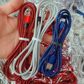 Dây sạc nhanh bọc dù lõi đan chắc chắn bền bỉ cho điện thoại dài 2m