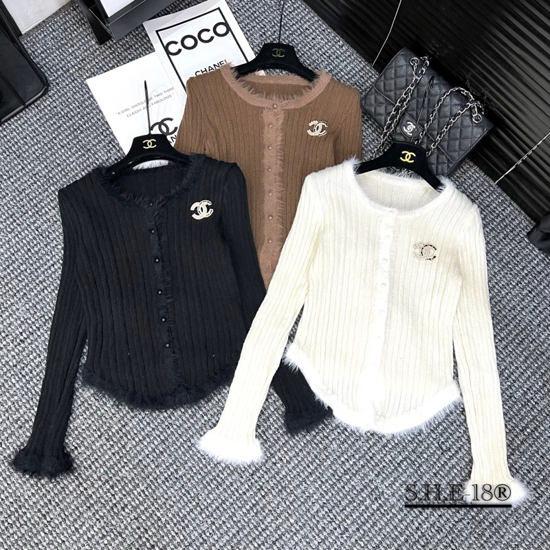 Áo len tăm viền lông kèm tag QC