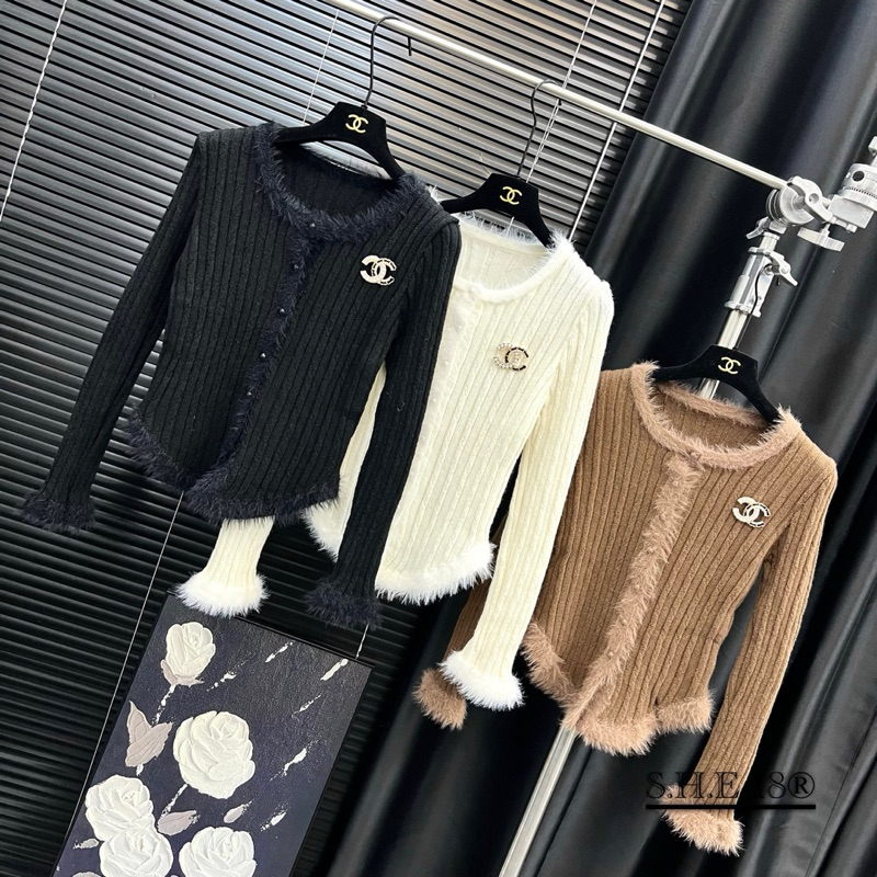 Áo len tăm viền lông kèm tag QC