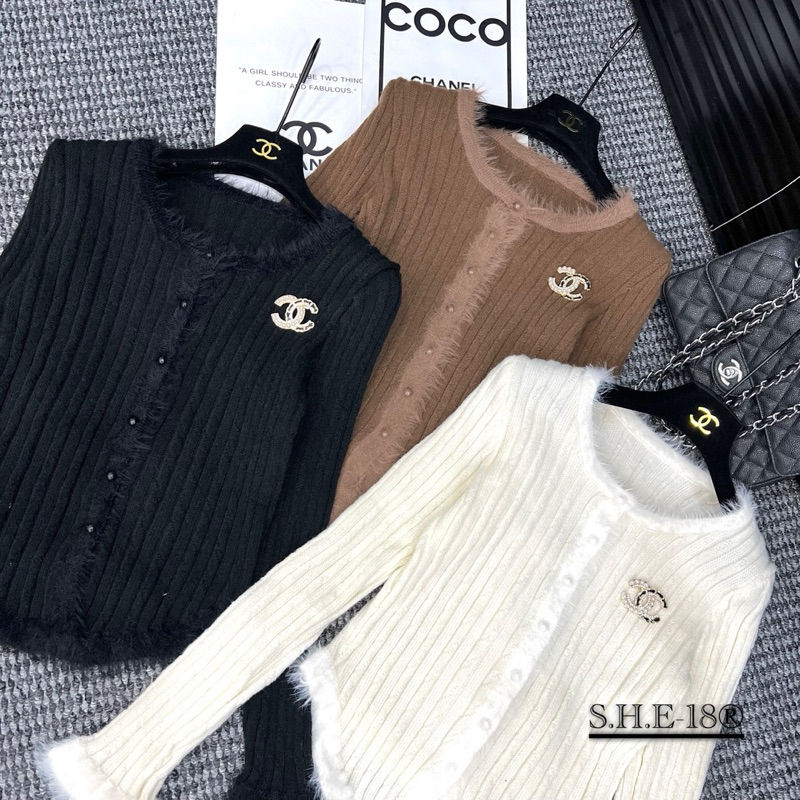 Áo len tăm viền lông kèm tag QC