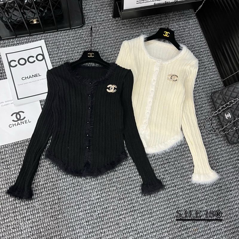 Áo len tăm viền lông kèm tag QC