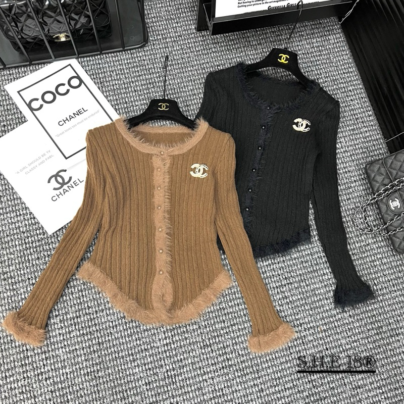 Áo len tăm viền lông kèm tag QC