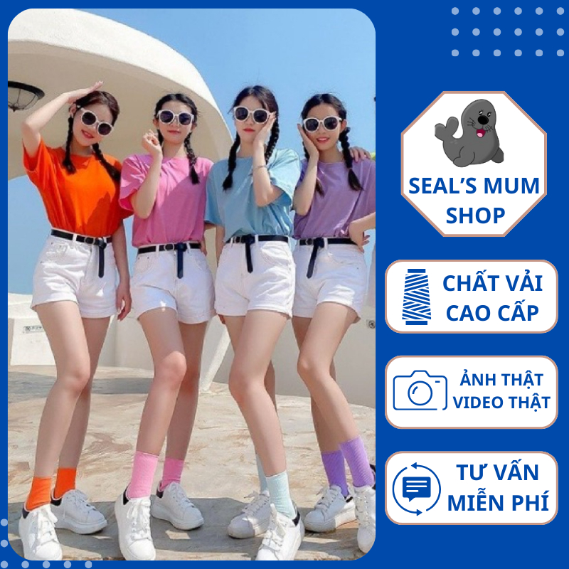 Áo thun trơn cổ tròn nam nữ nhiều màu chất vải cotton dày, mịn, thấm hút mồ hôi - ShopmeSeal