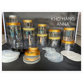 HỘP NHỰA THỰC PHẨM TRONG SUỐT NẮP NHÔM VÀNG BẠC có seal lót tự dính - HỦ PET TRONG 1kg 750g 500g 400g 250g 200g 100g