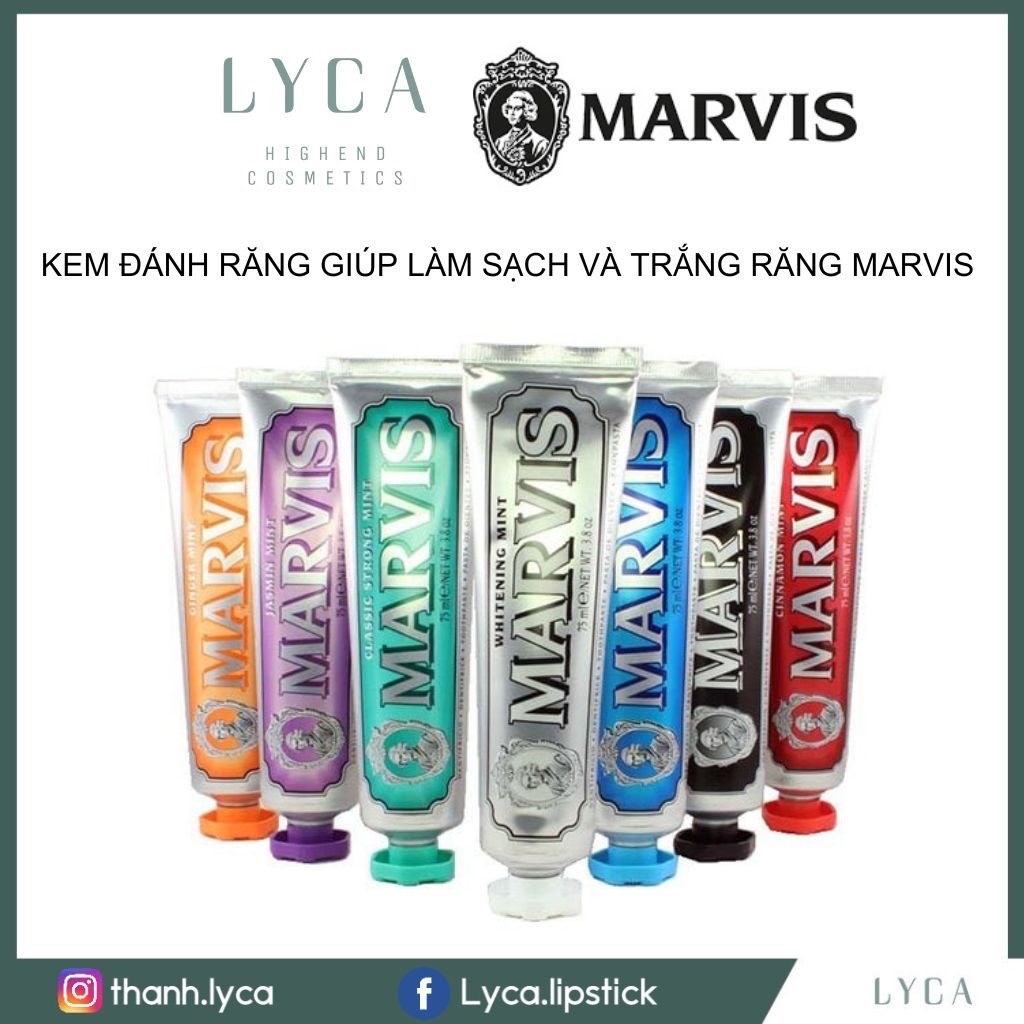 ￼MARVIS Kem Đánh Răng Marvis Giúp Làm Sạch, Trắng Răng, Thơm Miệng, Mùi Thơm Thượng Lưu