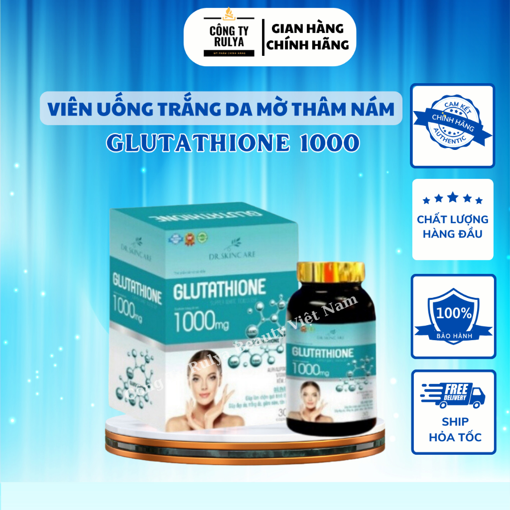 Viên Uống Trắng Da Mờ Nám Giảm Nếp Nhăn Glutathione 1000mg