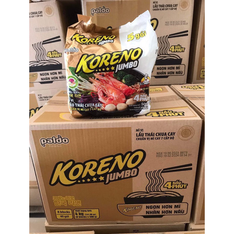 Combo 5 gói mì lẩu thái Koreno siêu ngon Chuẩn vị mì cay 7 cấp độ