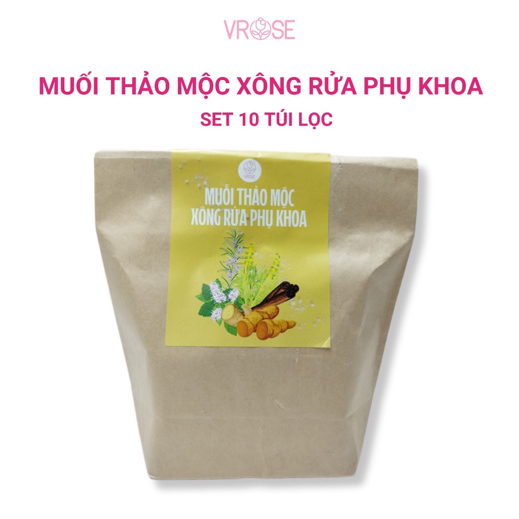 Muối thảo mộc xông rửa phụ khoa Vrose Set 10 túi lọc