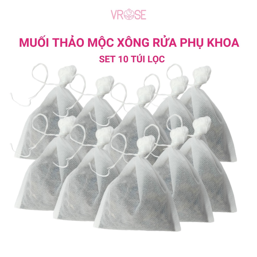 Muối thảo mộc xông rửa phụ khoa Vrose Set 10 túi lọc