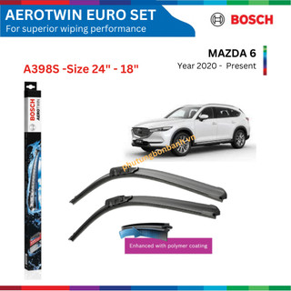 Bộ gạt mưa bosch aerotwin euro set a398s 24" & 18", mazda 6 đời xe 2020 đến nay, gạt nước mazda 6