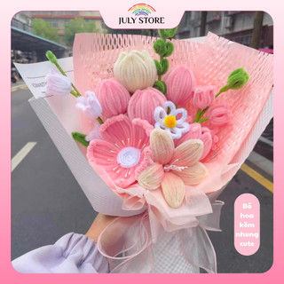 The beauty flower - bó hoa handmade chất liệu kẽm nhung nhiều màu, loại đa dạng