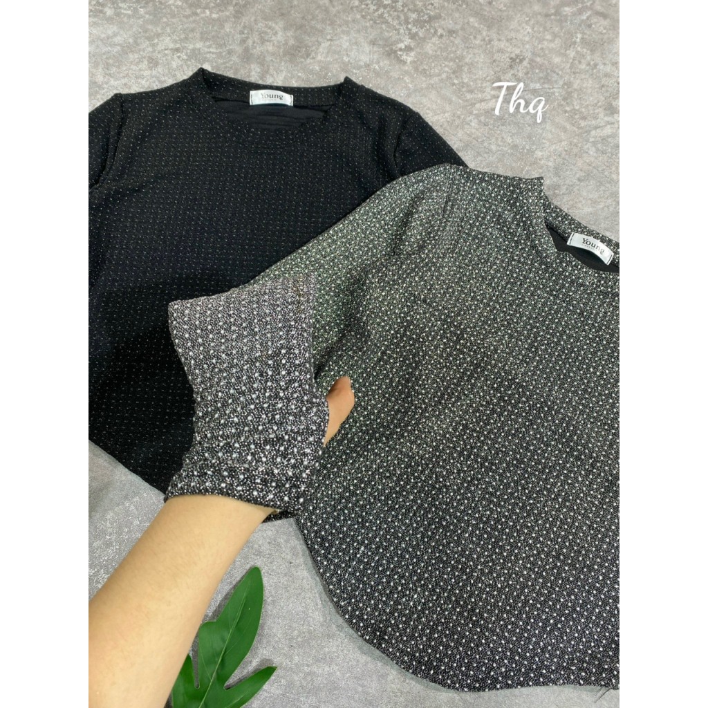 Áo Croptop Nữ Tay Dài , Áo Croptop Dài Tay Đính Đá Bling Bling Ôm Body Kiểu Dáng Vạt Bầu Sang Chảnh