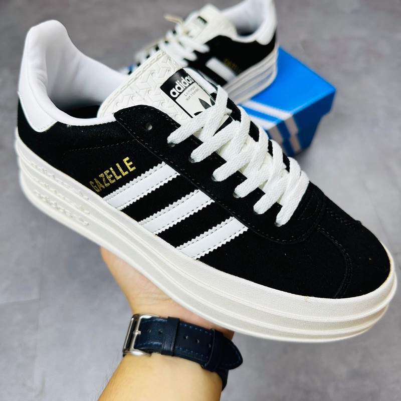 Giày Sneaker Cổ Thấp Adidas Wmns Gazelle Bold Black White Đế Cao Hàng SC HQ6912