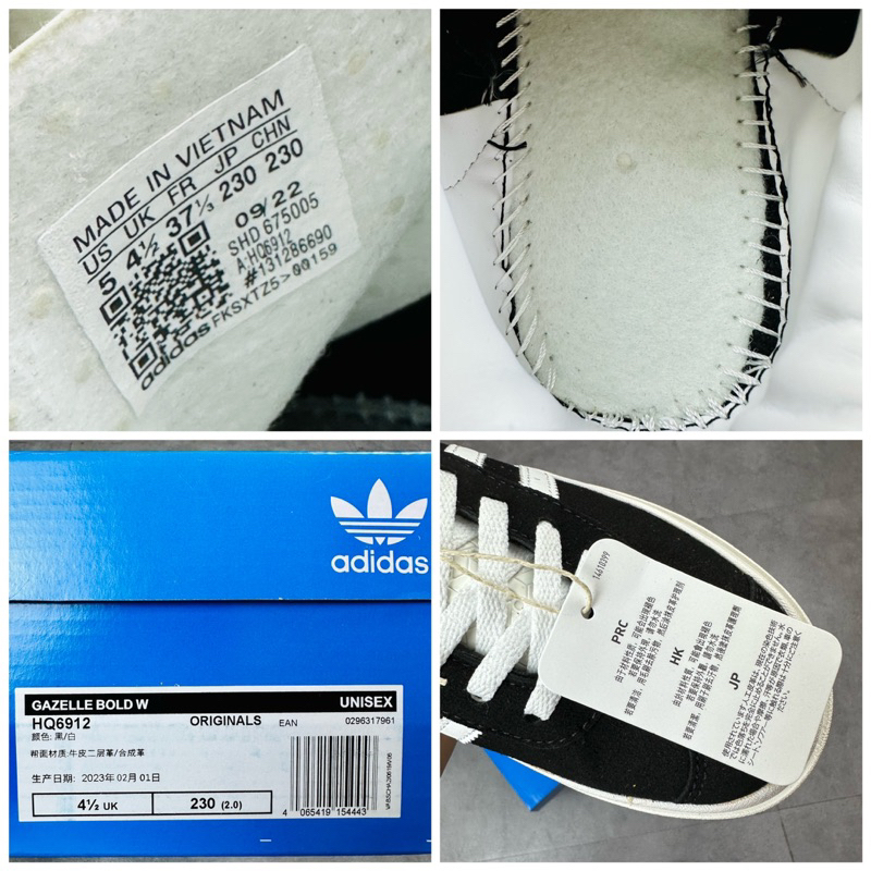 Giày Sneaker Cổ Thấp Adidas Wmns Gazelle Bold Black White Đế Cao Hàng SC HQ6912