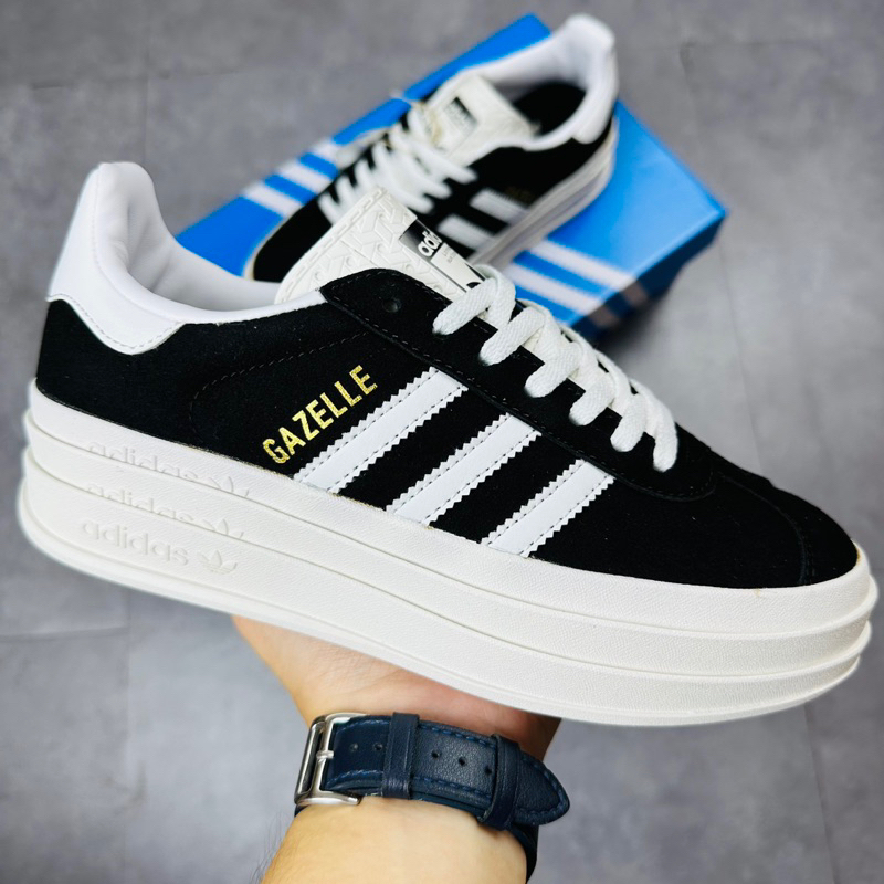 Giày Sneaker Cổ Thấp Adidas Wmns Gazelle Bold Black White Đế Cao Hàng SC HQ6912