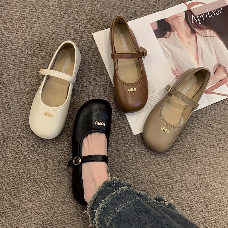 Giày đốc nữ da bóng ,da lỳ gắn stik Miu