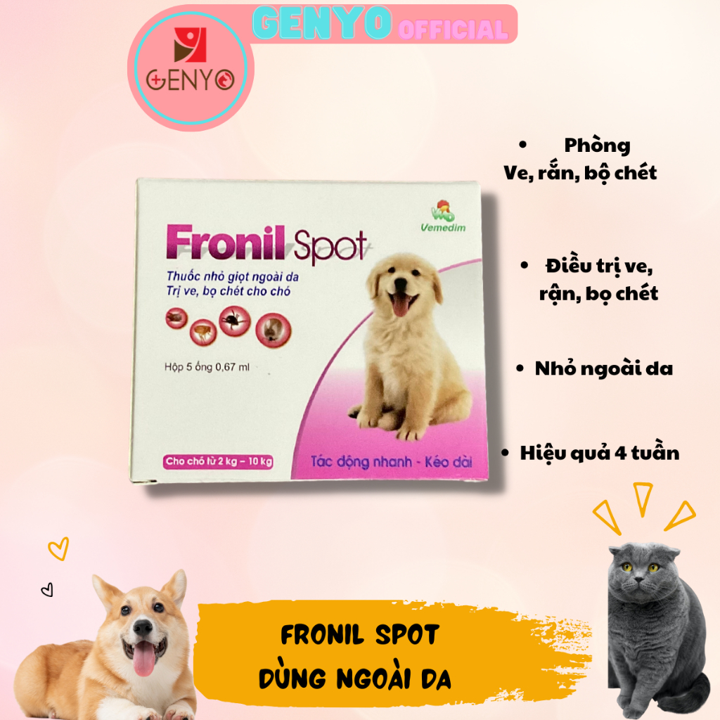 Nhỏ lưng Fronil spot Diệt Ve Rận Bọ Chét Cho Chó Mèo