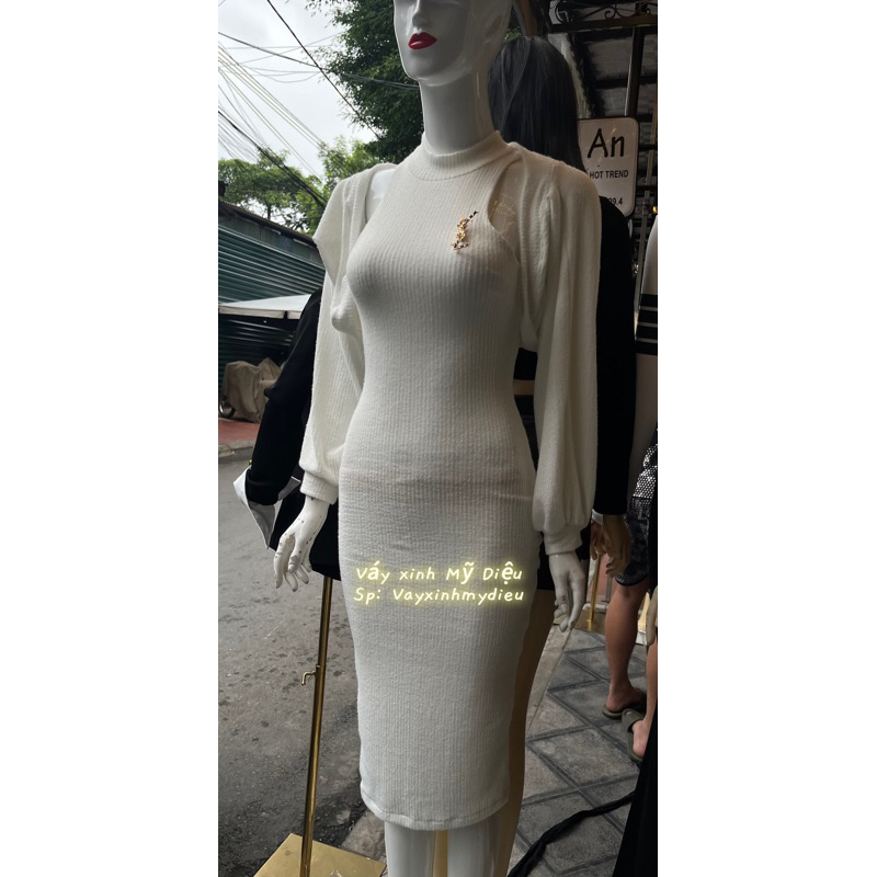 Set váy y.s.l ba lỗ body len tăm, kèm cadigan tông dáng