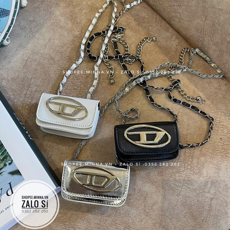 Túi mini đeo chéo mác D đeo bụng đeo hông bản 4 màu