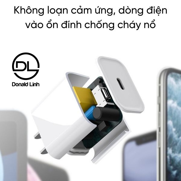 Sạc nhanh 20W Bản Cao Cấp Dùng Cho IP15/15Plus/15Pro/15Promax Tích Hợp Chế Độ Sạc Thông Minh Không Nóng Máy An Toàn