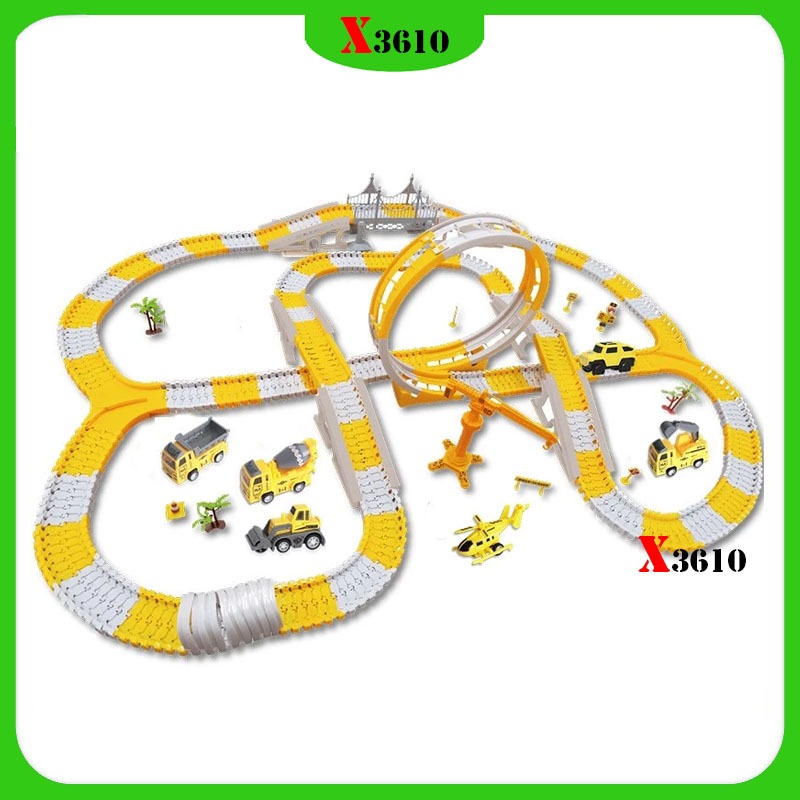 Lắp ráp đường ray ô tô sáng tạo (Bộ lắp ghép đường đua ô tô, đồ chơi xếp hình lắp ráp cho bé)