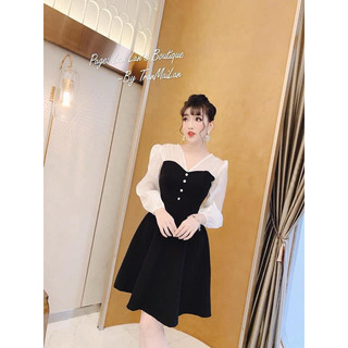 ‼️‼️Đầm xoè đen tay phối voan trắng ‼️‼️‼️