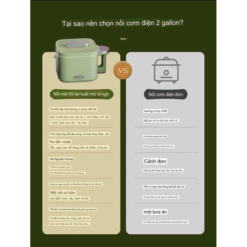 NỒI ĐIỆN ĐÔI ĐA NĂNG GALLON 2L - HÀNG CHÍNH HÃNG