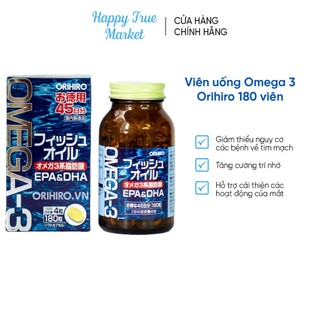 Viên uống dầu cá omega 3 orihiro nhật bản bổ mắt, bổ não, hỗ trợ tim mạch 180 viên