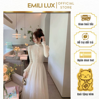 Váy len dài suông Emili, váy dự tiệc nữ thời trang cách điệu cá tính 