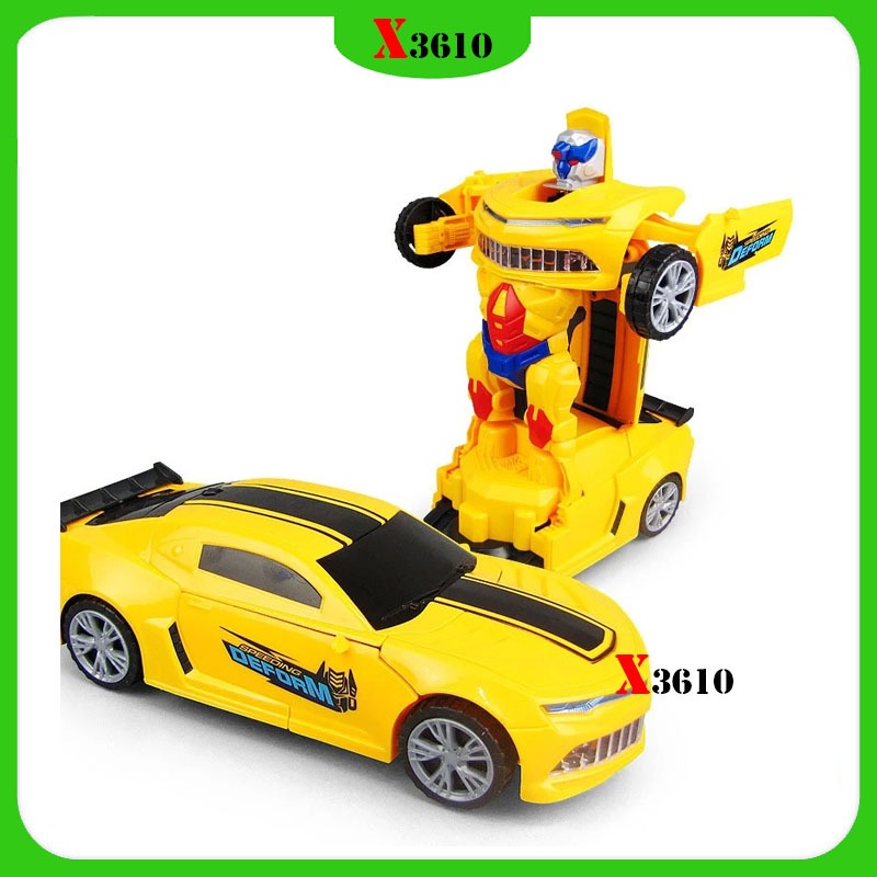 Bộ Đồ Chơi 2 in 1 Xe Đua Có Thể Biến Hình Thành Robot Phát Sáng Và Có Nhạc Vui Nhộn Cho Các Bé