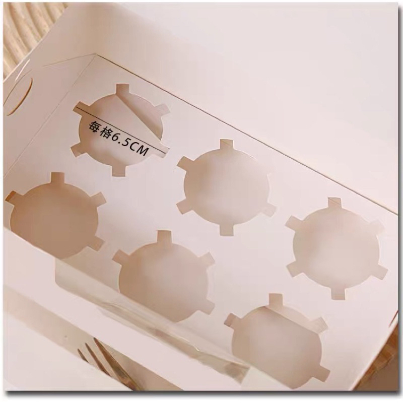 SET 5 Hộp Cupcake màu Trắng đựng bánh, Bánh Trứng Tart có quai xách