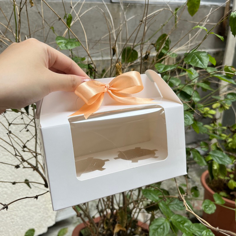 SET 5 Hộp Cupcake màu Trắng đựng bánh, Bánh Trứng Tart có quai xách