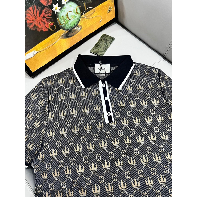 Áo POLO Gu Chì hoạ tiết dệt chìm bản SUPPER hàng QC cao cấp