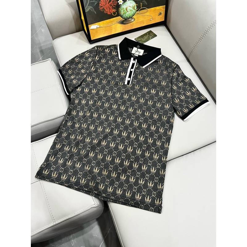Áo POLO Gu Chì hoạ tiết dệt chìm bản SUPPER hàng QC cao cấp