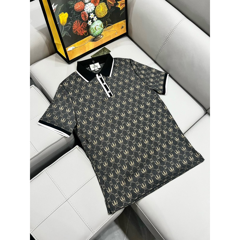 Áo POLO Gu Chì hoạ tiết dệt chìm bản SUPPER hàng QC cao cấp