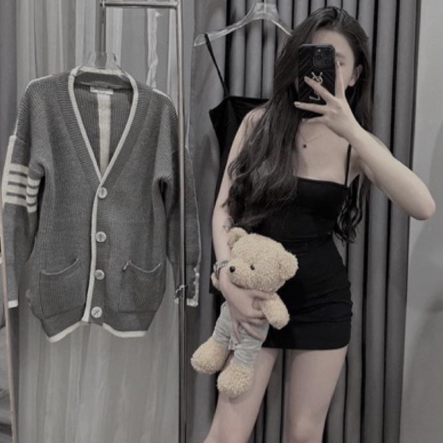 Có Tách Set , Set Áo Sơ Mi Thom Viền Tay Mix Váy Body 2 Dây Dáng Ngắn