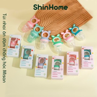 Túi nhai ăn dặm chống hóc Misan cho bé trai bé gái sơ sinh hình tai gấu thỏ ShinHome Baby