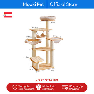 Nhà gỗ cattree biệt thự Nhà gỗ xả stress cho mèo thiết kế cho cả mèo con chân lùn Mooki PET