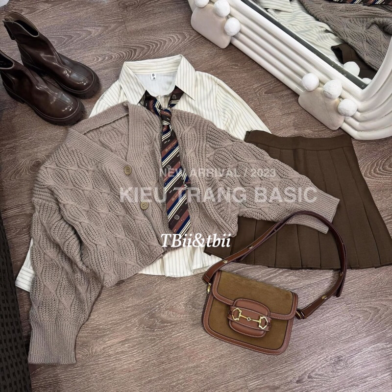 Set 4in1 Cadigan len nâu