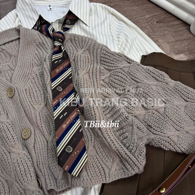 Set 4in1 Cadigan len nâu