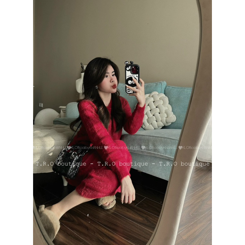 Set Váy Len Sóng Ngang Khuy Vàng QCCC L1