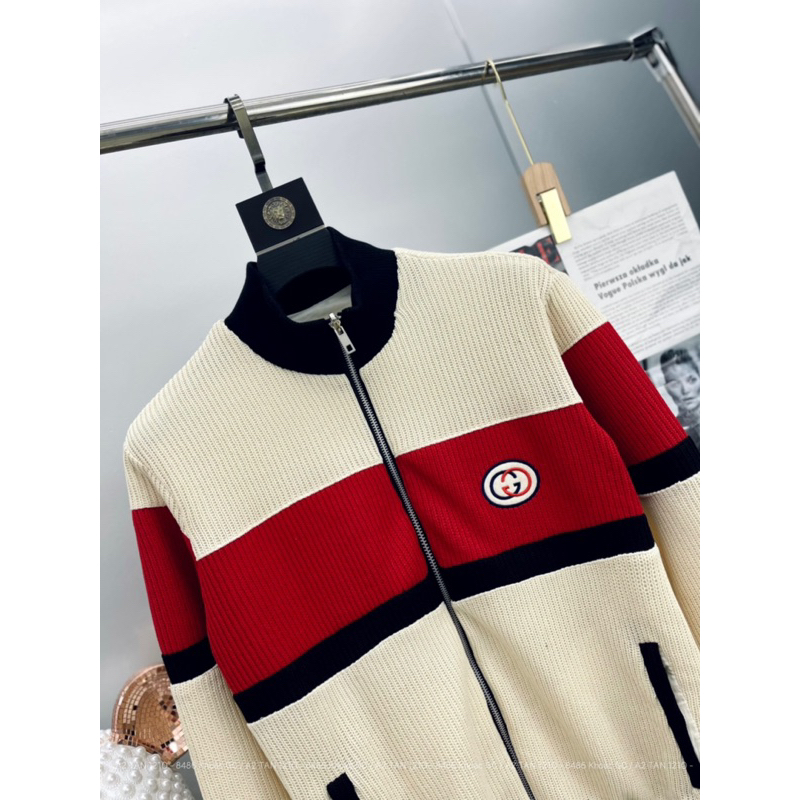 Áo khoác GU CHÌ nam vải len tăm dày dặn logo thêu bản SUPPER hàng QC cao cấp