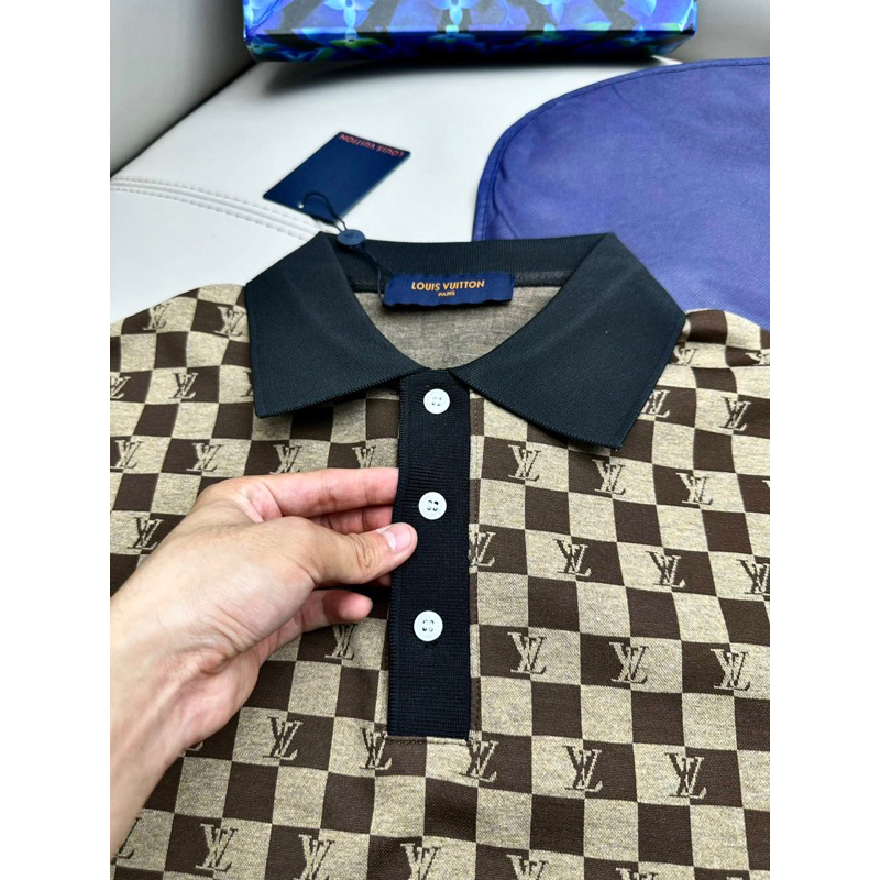 Áo POLO eo vì kẻ caro hoạ tiết in chìm bản SUPPER hàng QC cao cấp