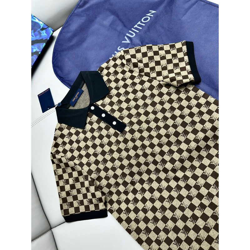 Áo POLO eo vì kẻ caro hoạ tiết in chìm bản SUPPER hàng QC cao cấp