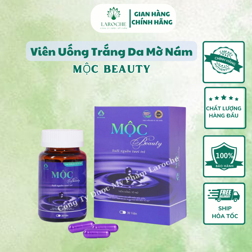 Mộc Beauty - Viên Uống Trắng Da Mờ Nám - Tăng Cường Nội Tiết Tố Giảm Khô Hạn