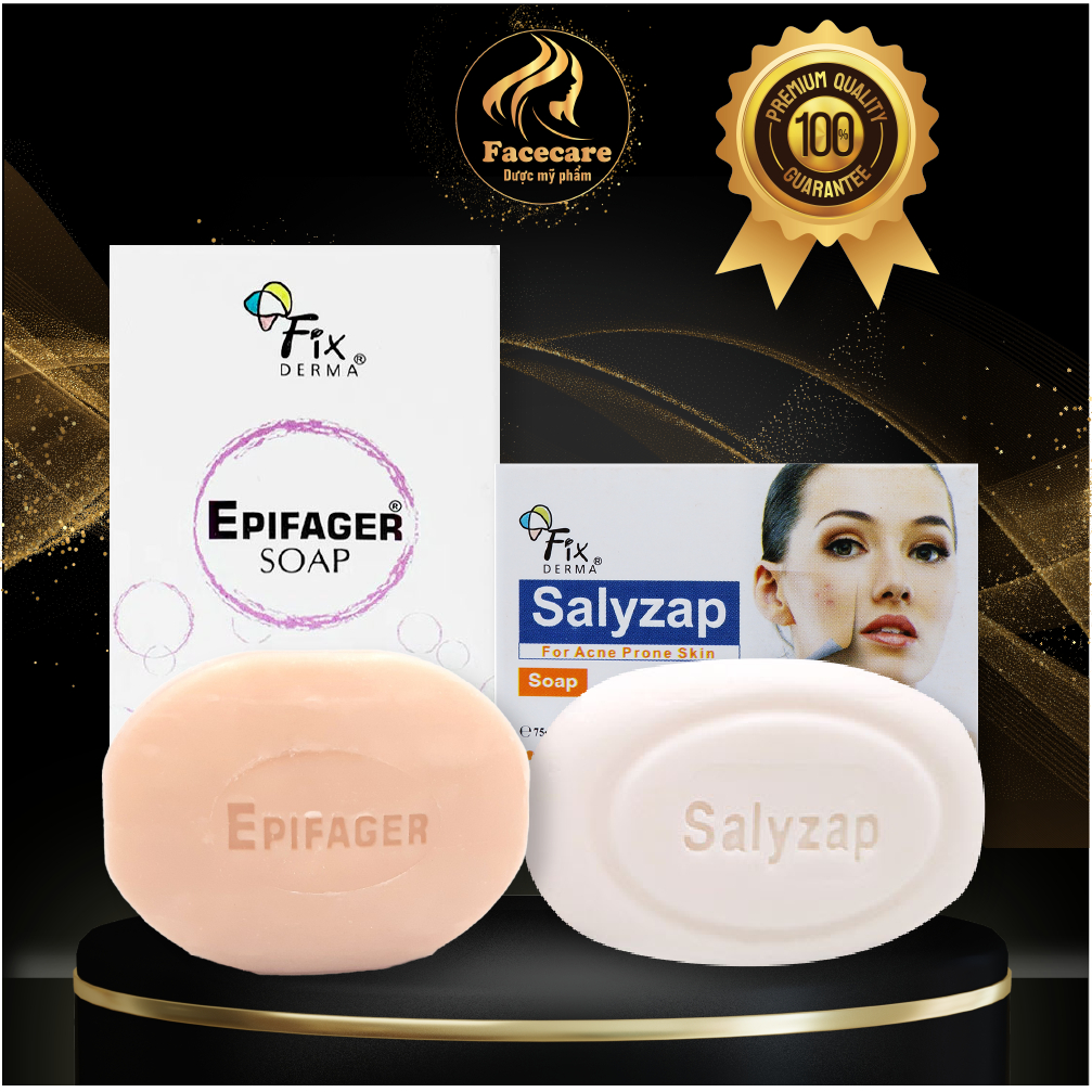Xà Phòng Trắng Sáng Da Mờ Thâm Fixderma Epifager Soap_30g, 75g & Xà Phòng Giảm Mụn Mờ Thâm Nám Fixderma Salyzap Soap 30g