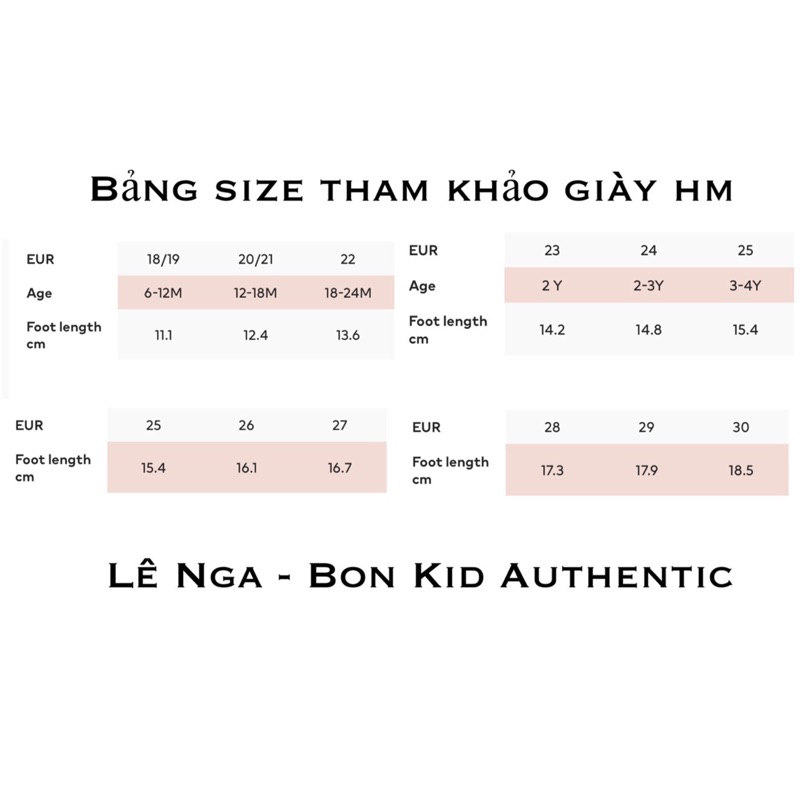 Giày cho bé HM chính hãng sz từ 18/19 đến 30