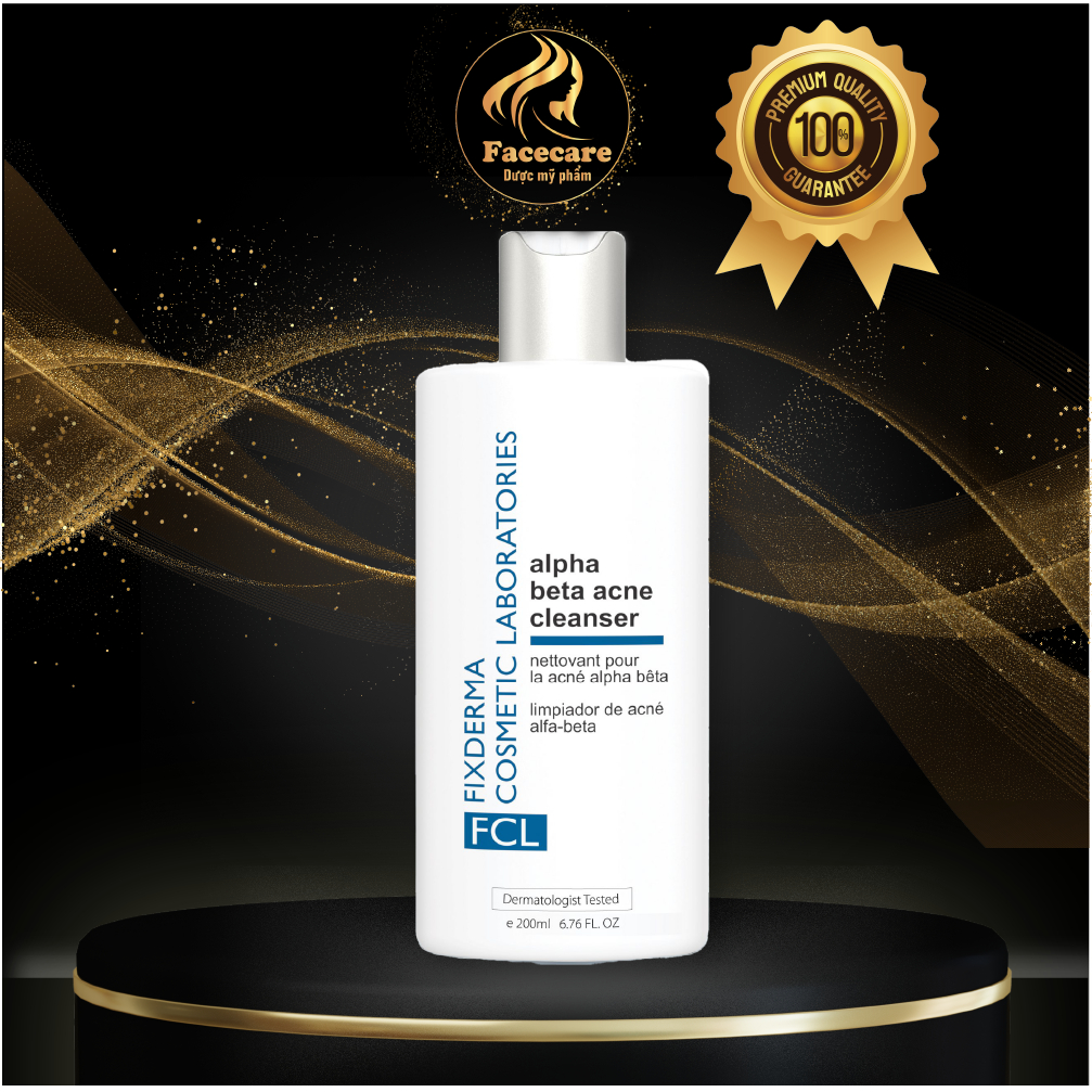 Sữa Rửa Mặt Giảm Mụn Phục Hồi Da Fixderma FCL Alpha Beta Acne Cleanser 200ml