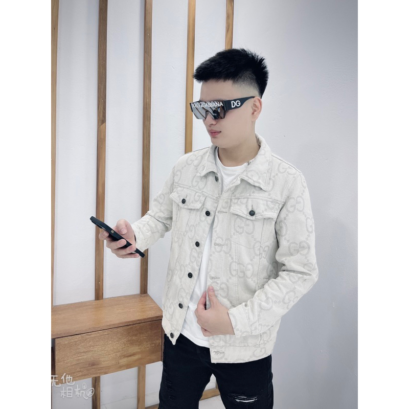 Áo khoác nam nữ G.G vải bò thô gai bản SUPPER hàng QC cao cấp